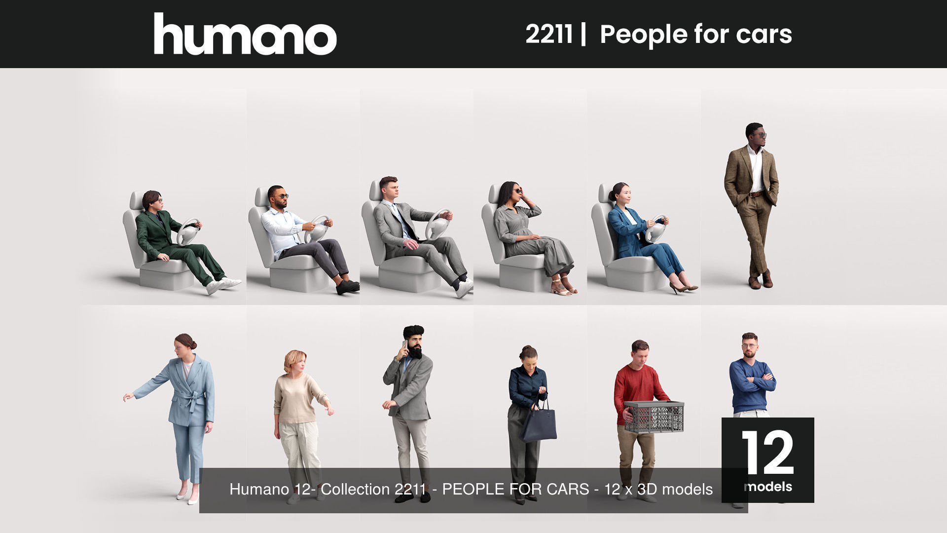Humano Mega Bundle 02 NEW - 180 POSED MODELS 3D Model Collection_8