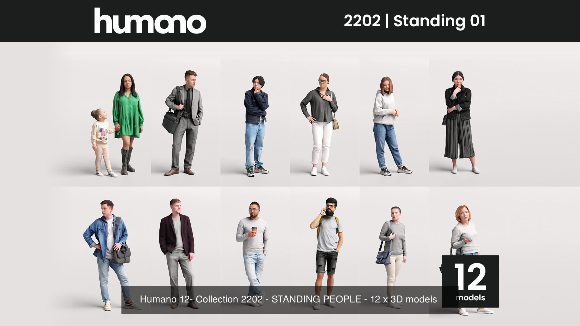 Humano Mega Bundle 02 NEW - 180 POSED MODELS 3D Model Collection_2