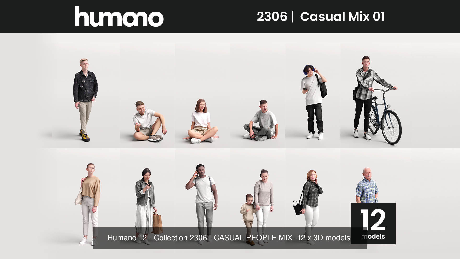 Humano Mega Bundle 02 NEW - 180 POSED MODELS 3D Model Collection_15