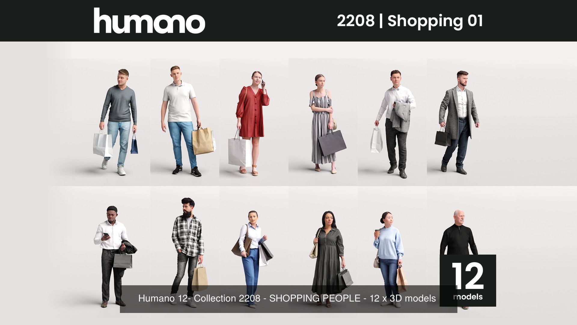 Humano Mega Bundle 02 NEW - 180 POSED MODELS 3D Model Collection_6