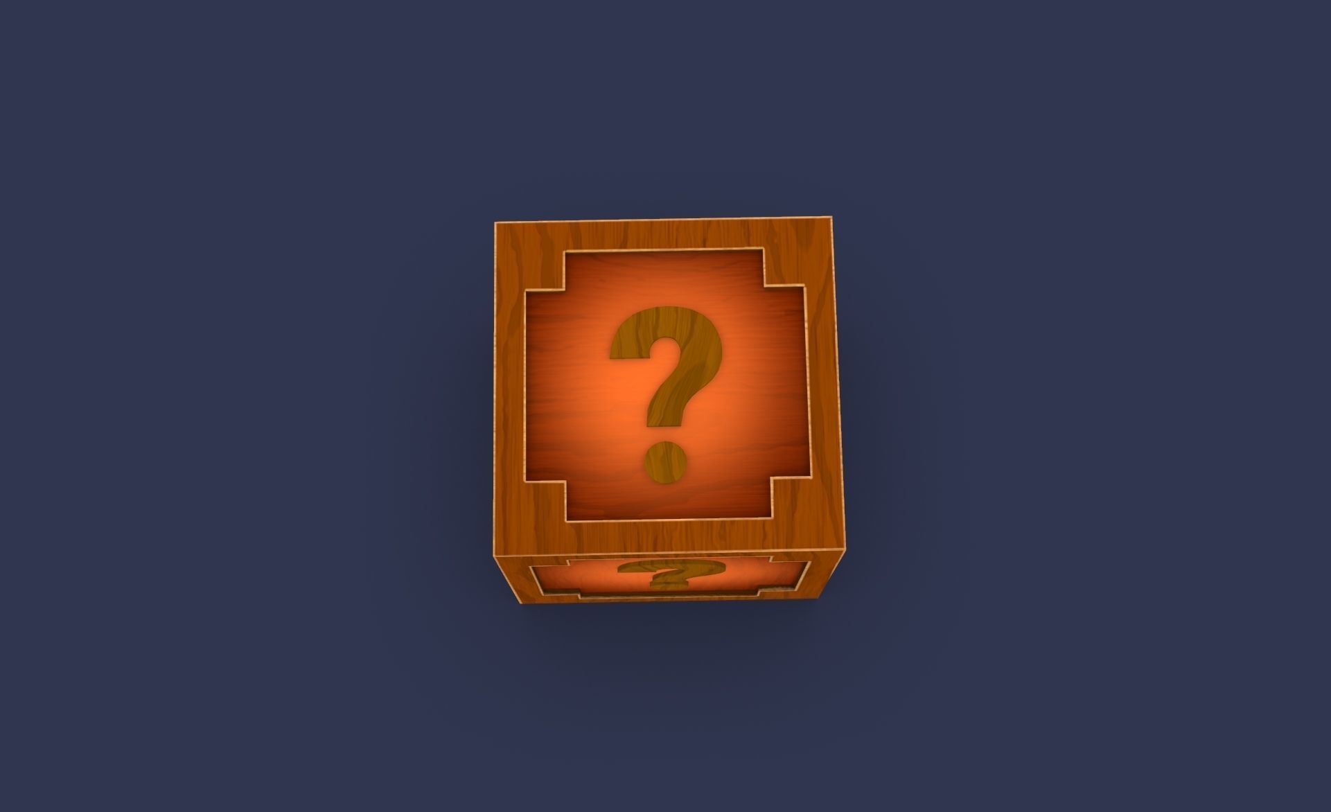 Prop26 Wooden question mark box Low-poly 3D model_4