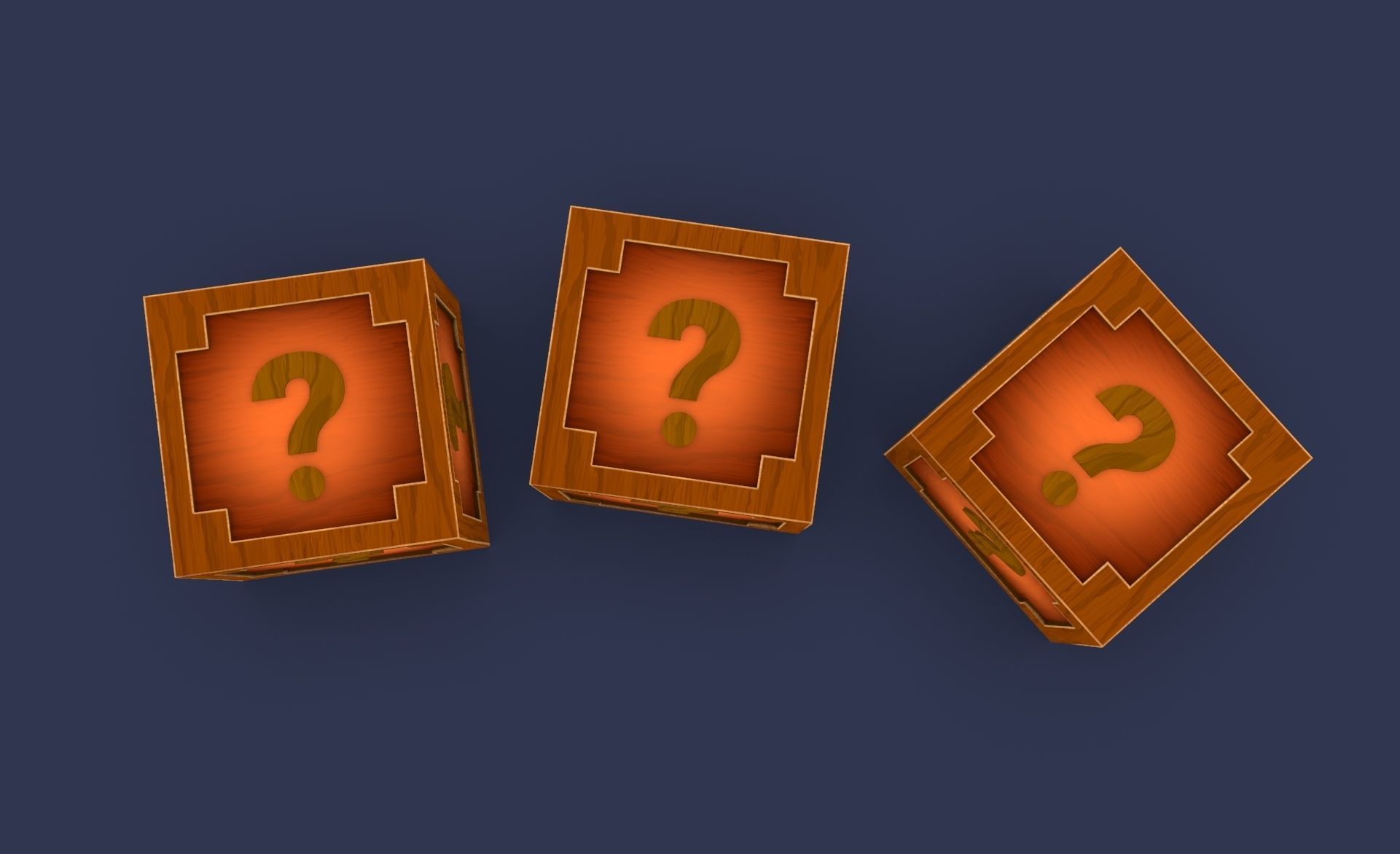 Prop26 Wooden question mark box Low-poly 3D model_8