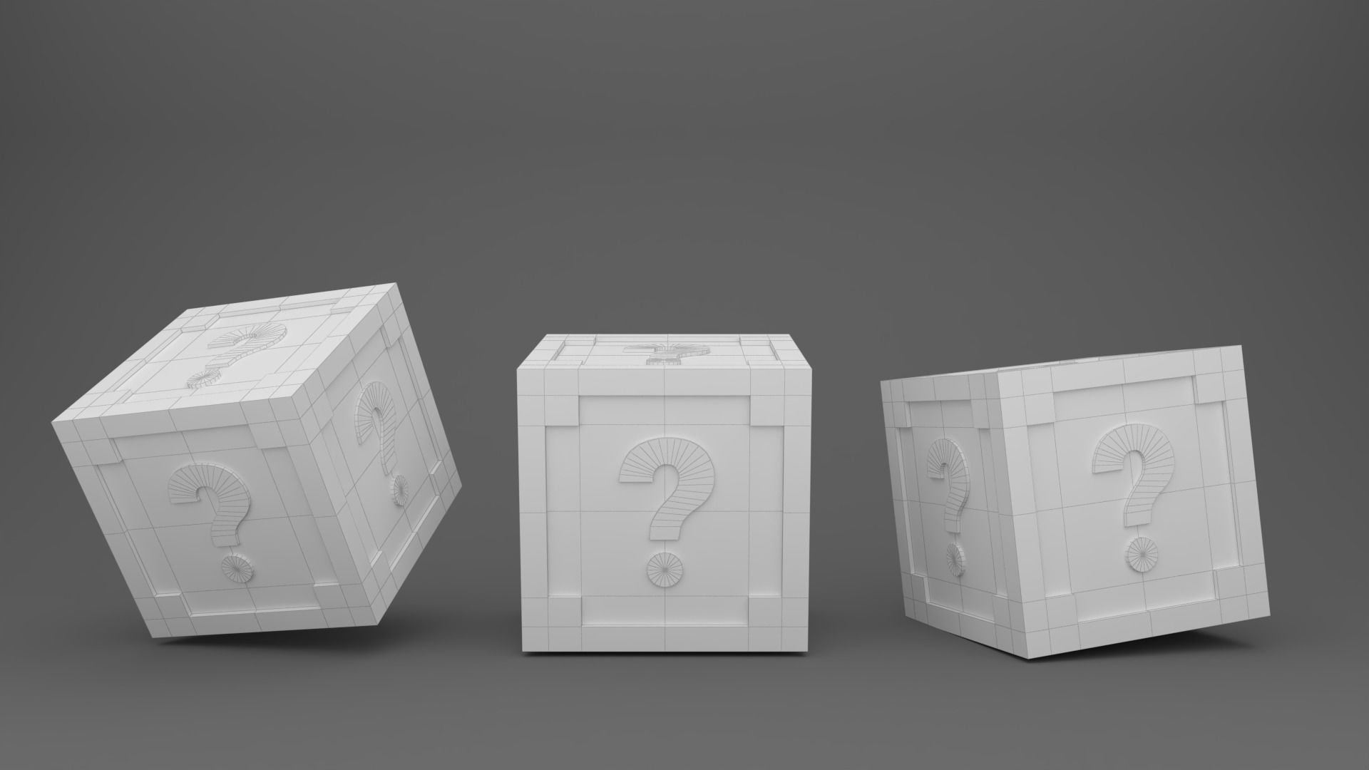 Prop26 Wooden question mark box Low-poly 3D model_13