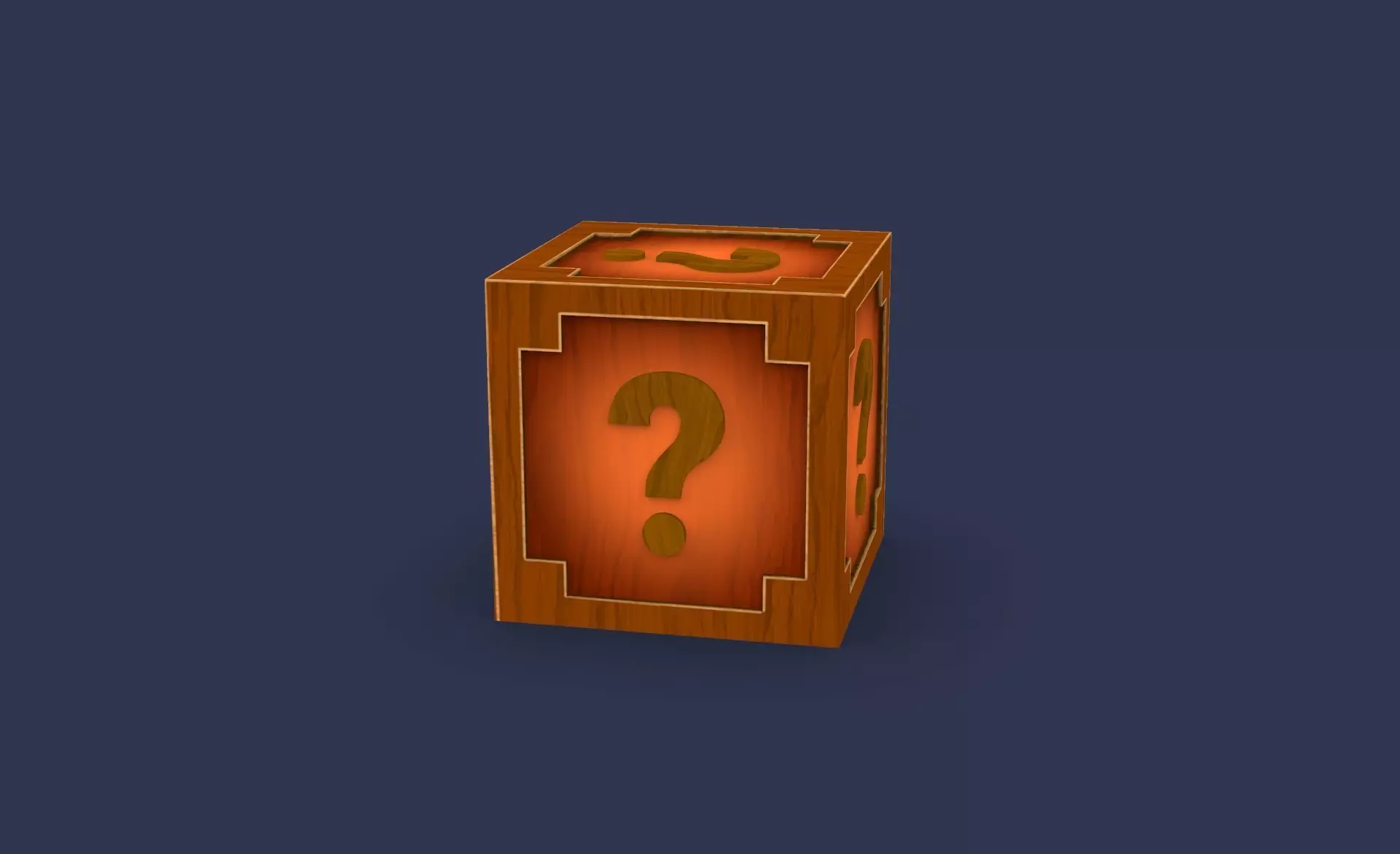 Prop26 Wooden question mark box Low-poly 3D model_0