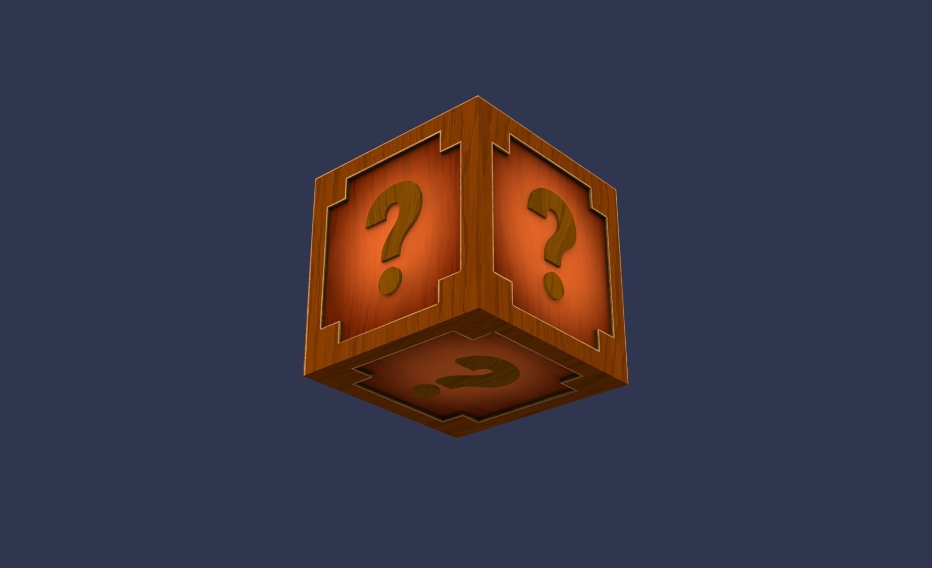 Prop26 Wooden question mark box Low-poly 3D model_1