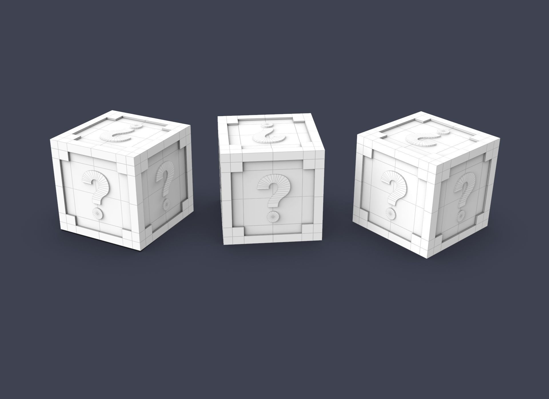 Prop26 Wooden question mark box Low-poly 3D model_12