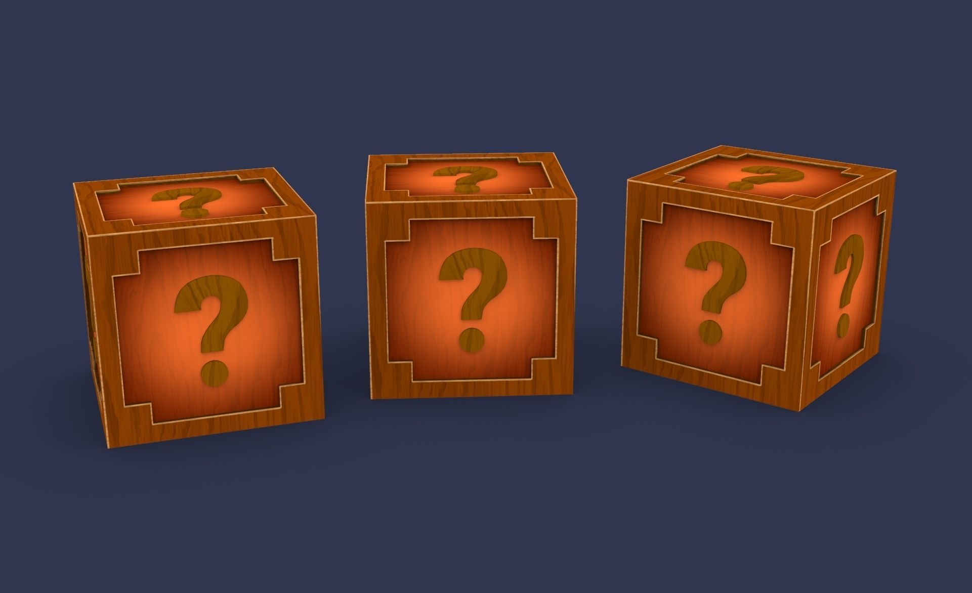 Prop26 Wooden question mark box Low-poly 3D model_5