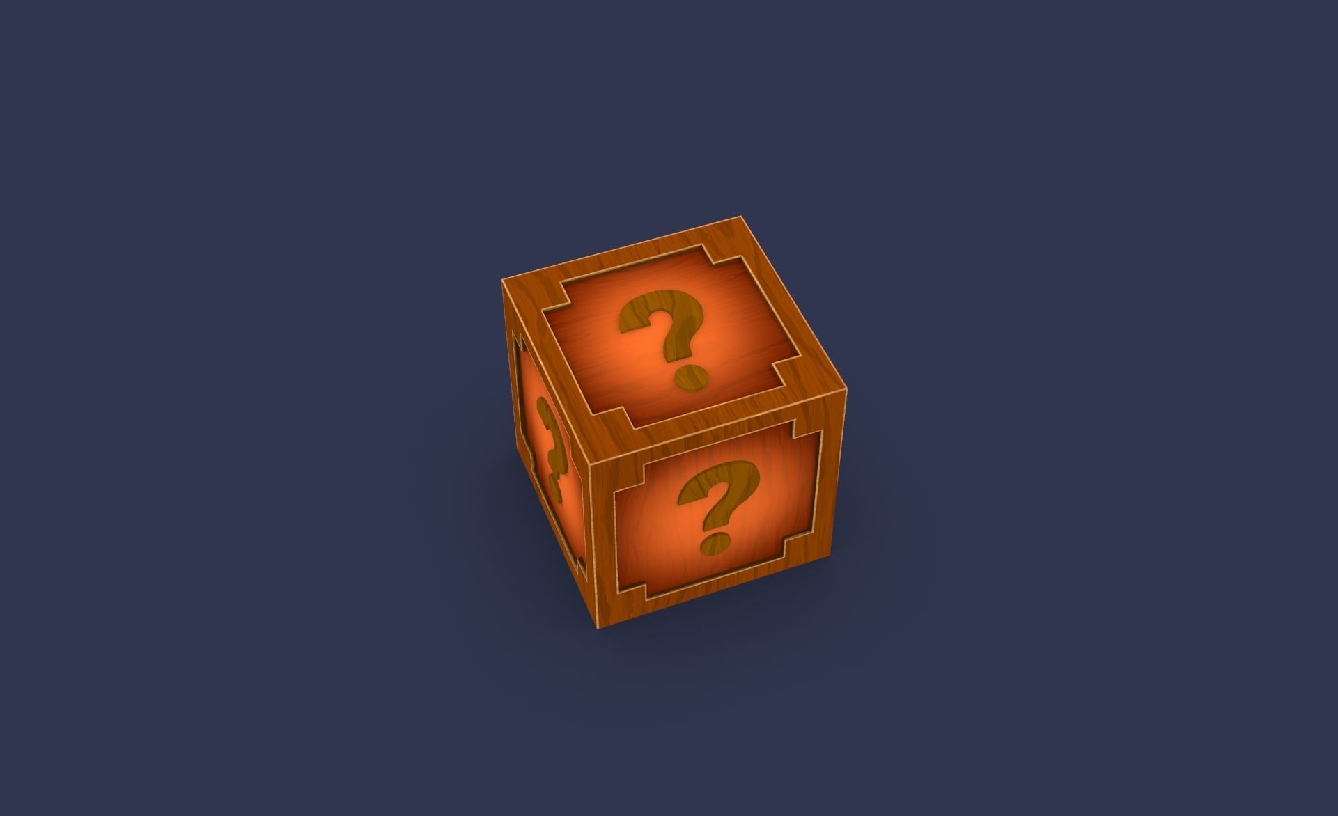 Prop26 Wooden question mark box Low-poly 3D model_3