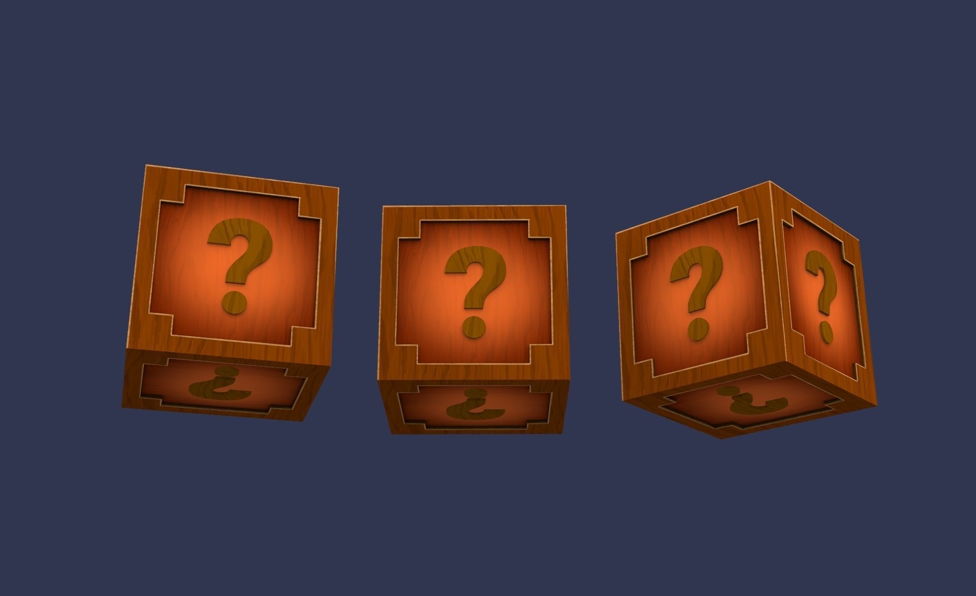 Prop26 Wooden question mark box Low-poly 3D model_7
