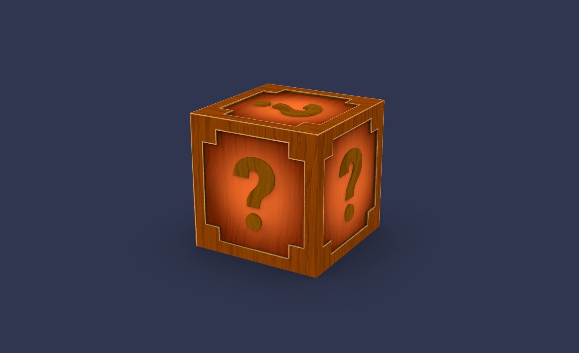 Prop26 Wooden question mark box Low-poly 3D model_2
