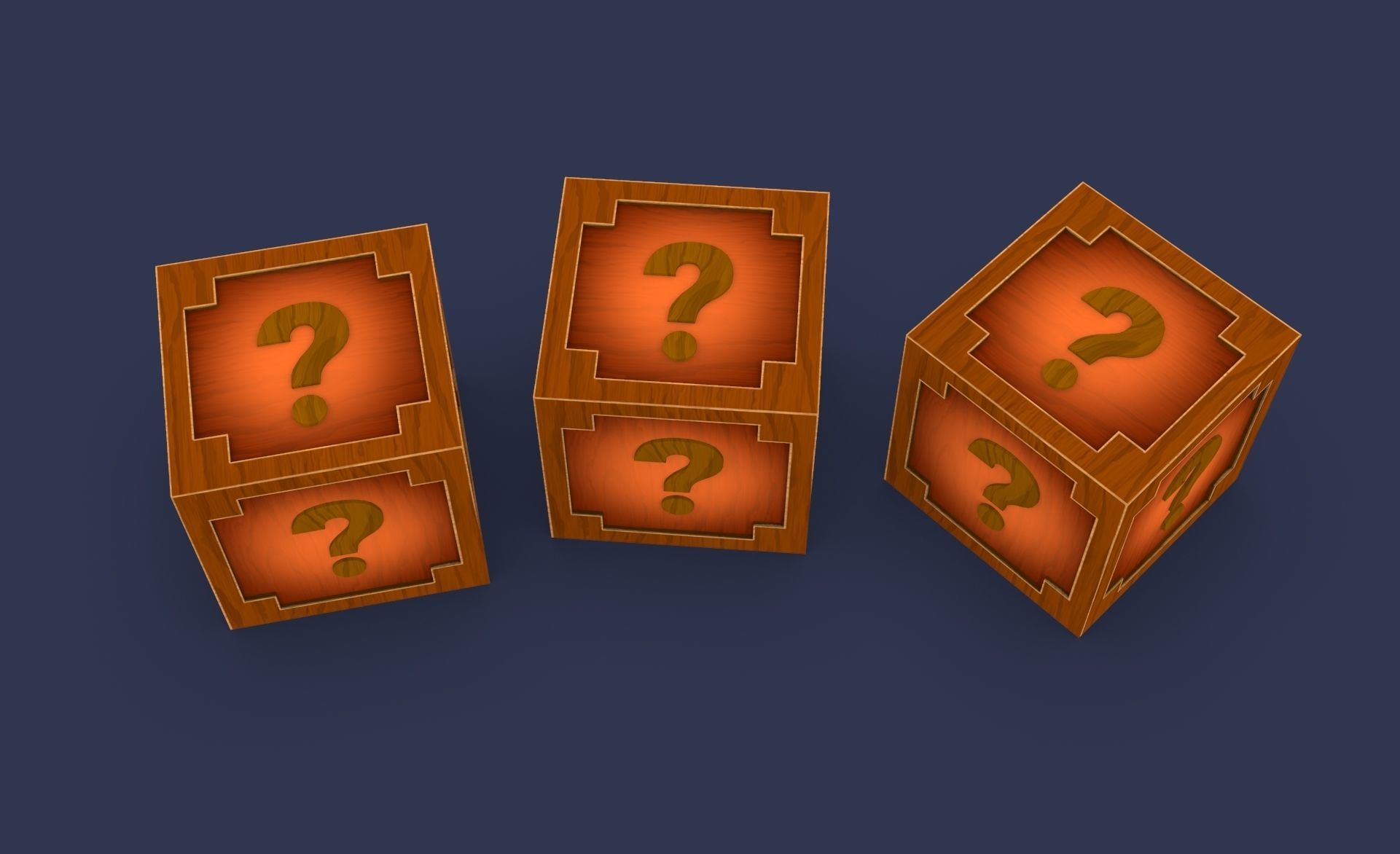 Prop26 Wooden question mark box Low-poly 3D model_6