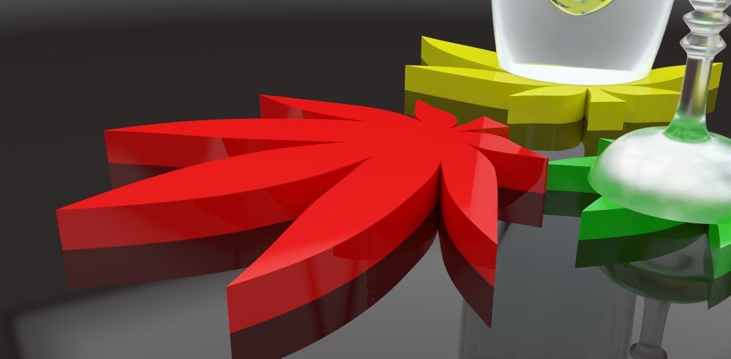 A cannabis themed coaster 3D print model_8