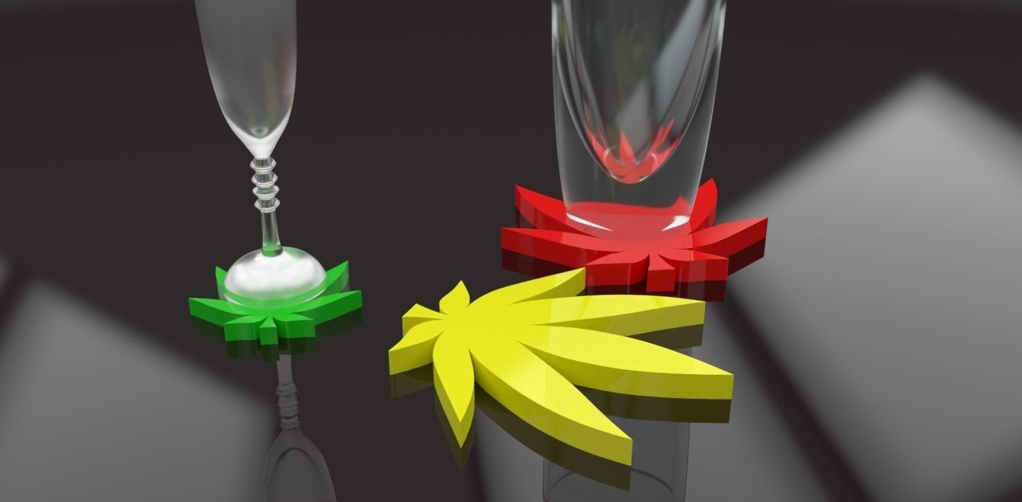 A cannabis themed coaster 3D print model_1