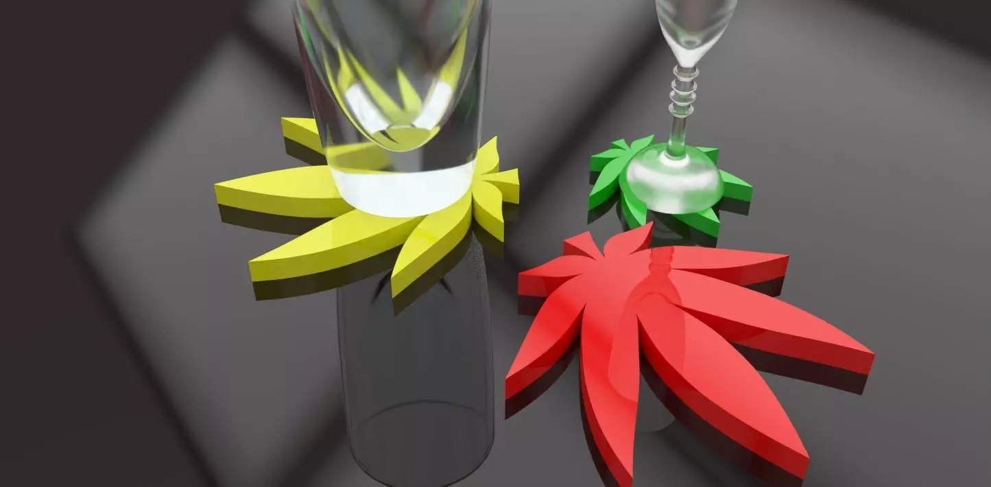 A cannabis themed coaster 3D print model_0