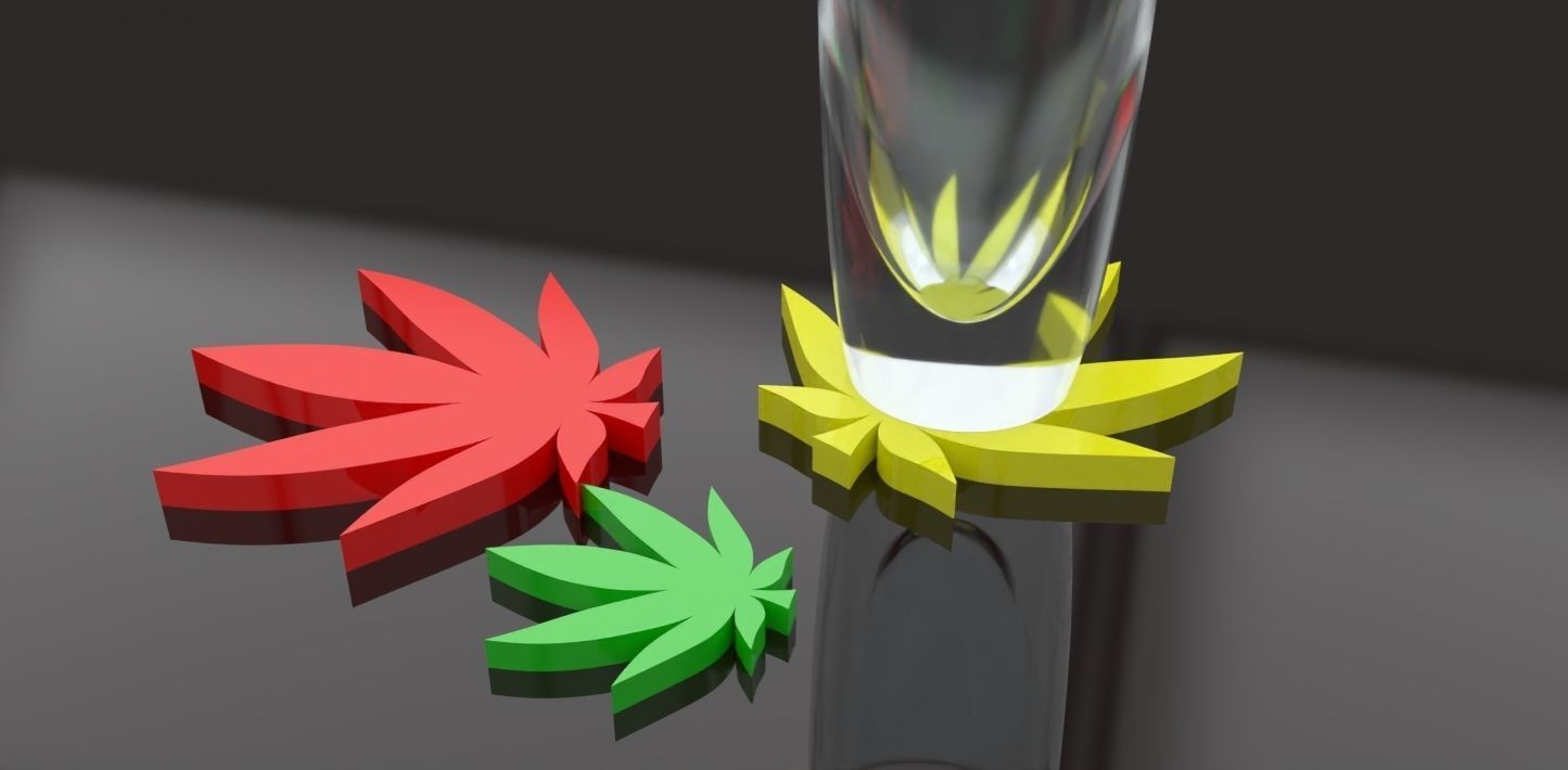 A cannabis themed coaster 3D print model_2