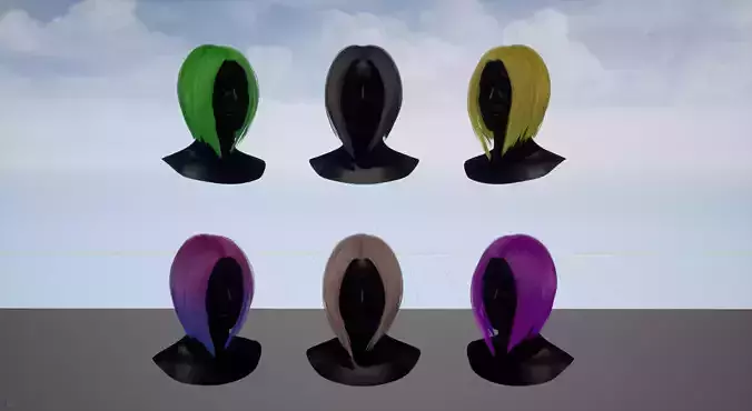Real-time Concave Bob Hairstyle Low-poly 3D model