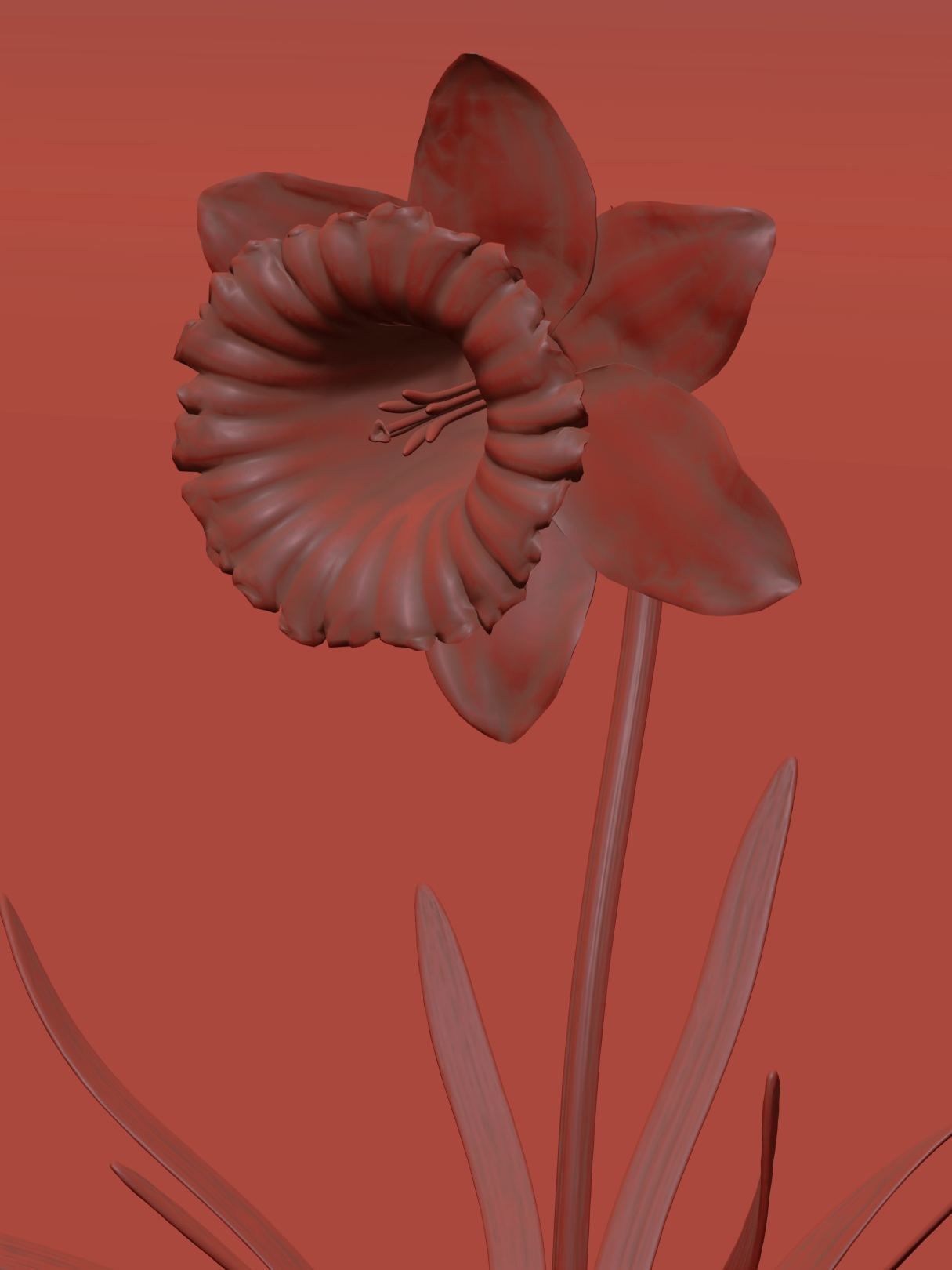 Daffodil Low-poly 3D model_7
