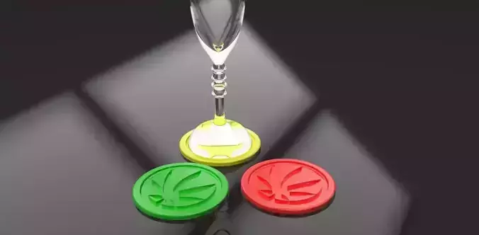 A cannabis themed coaster