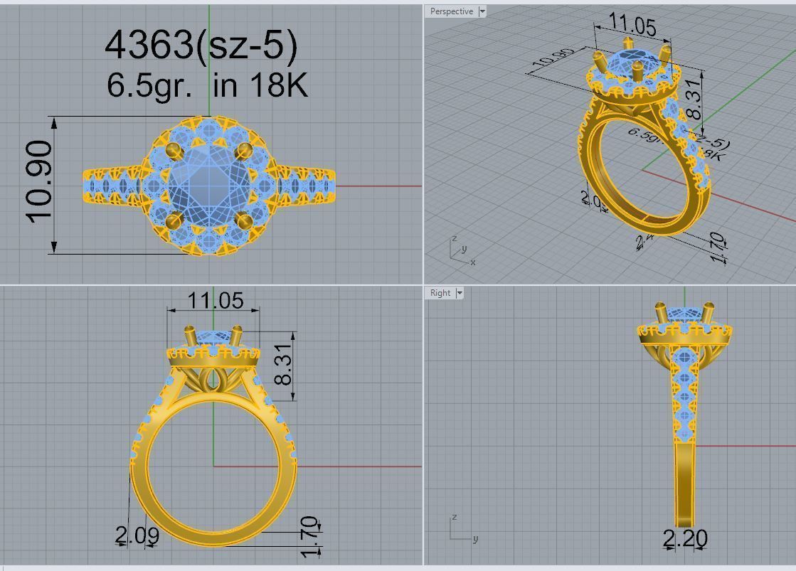 Round Halo Ring 4363 3D print model_5
