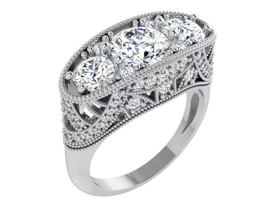 Round Diamond Milgrain Ring 4364 3D print model