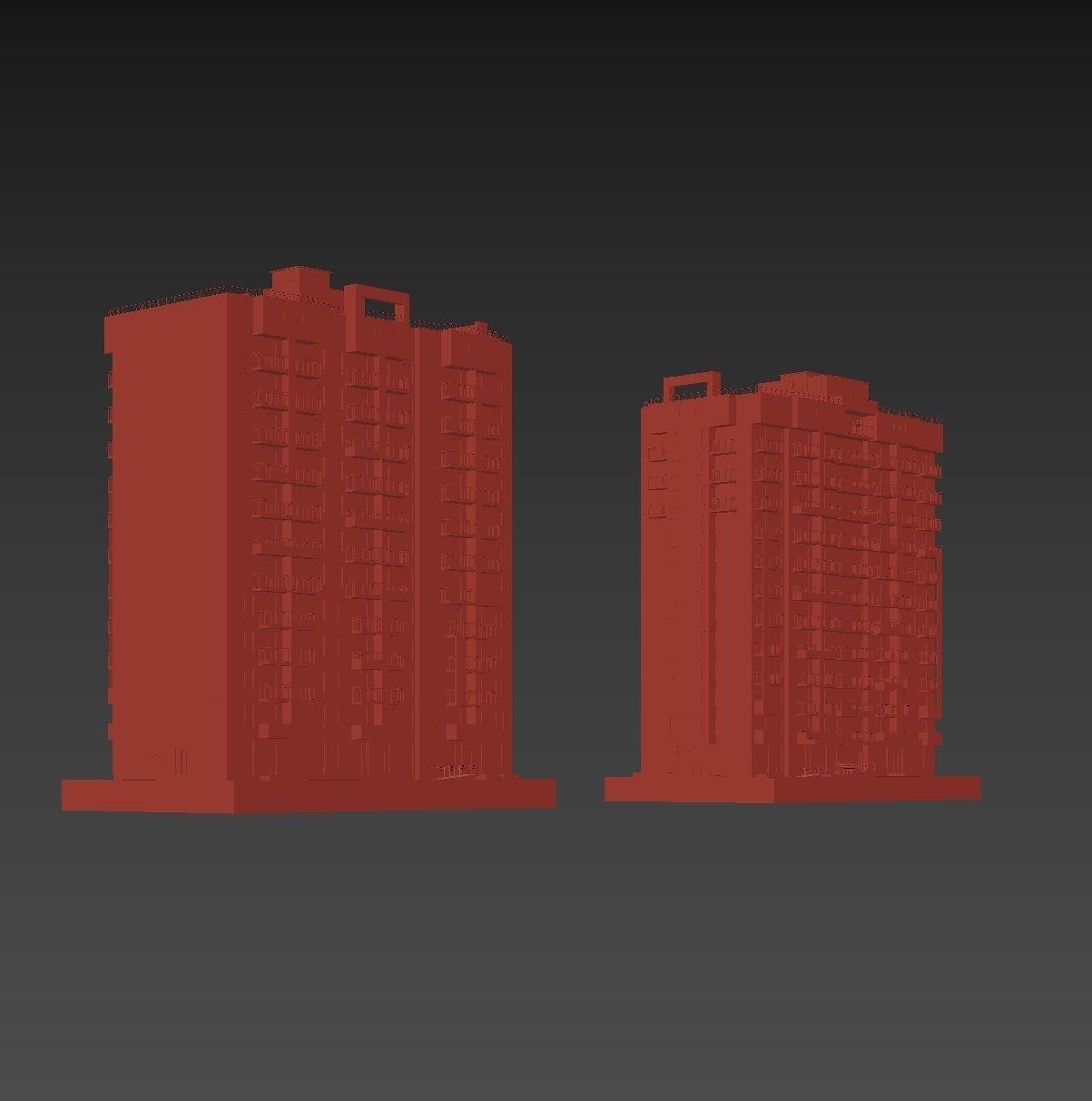 Set of multi-story apartment buildings 3D model_33