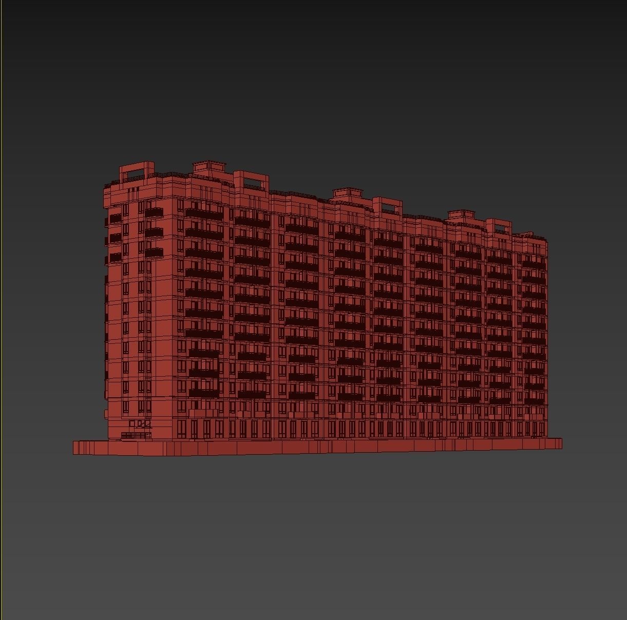 Set of multi-story apartment buildings 3D model_19