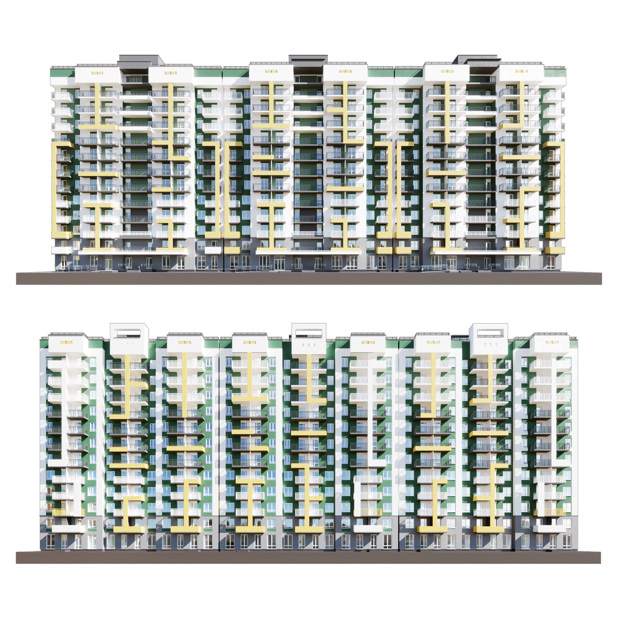 Set of multi-story apartment buildings 3D model_5