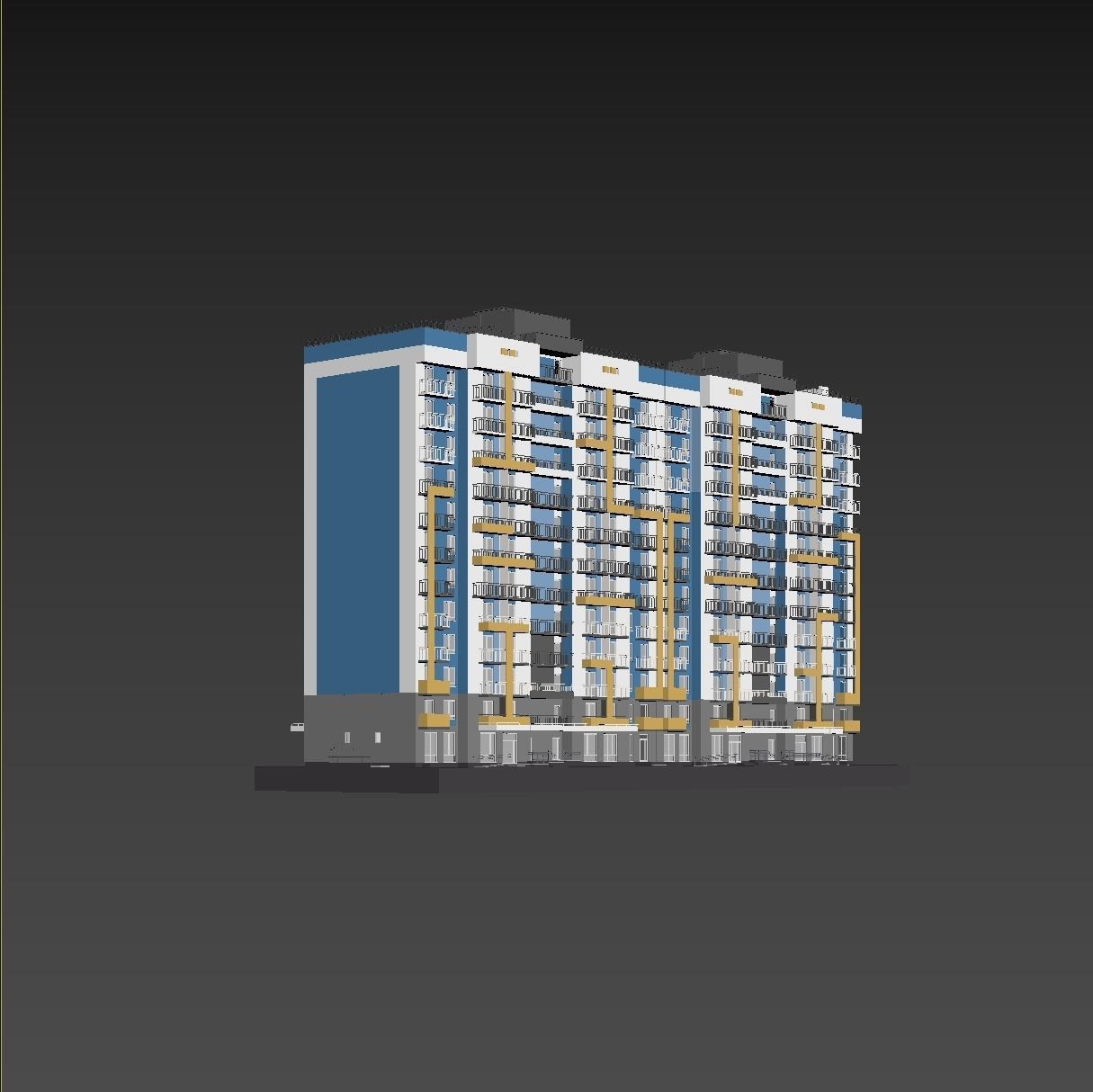 Set of multi-story apartment buildings 3D model_23