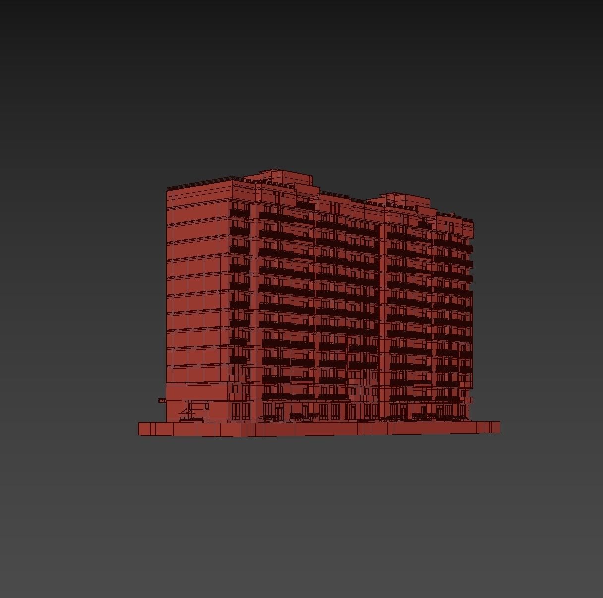 Set of multi-story apartment buildings 3D model_25