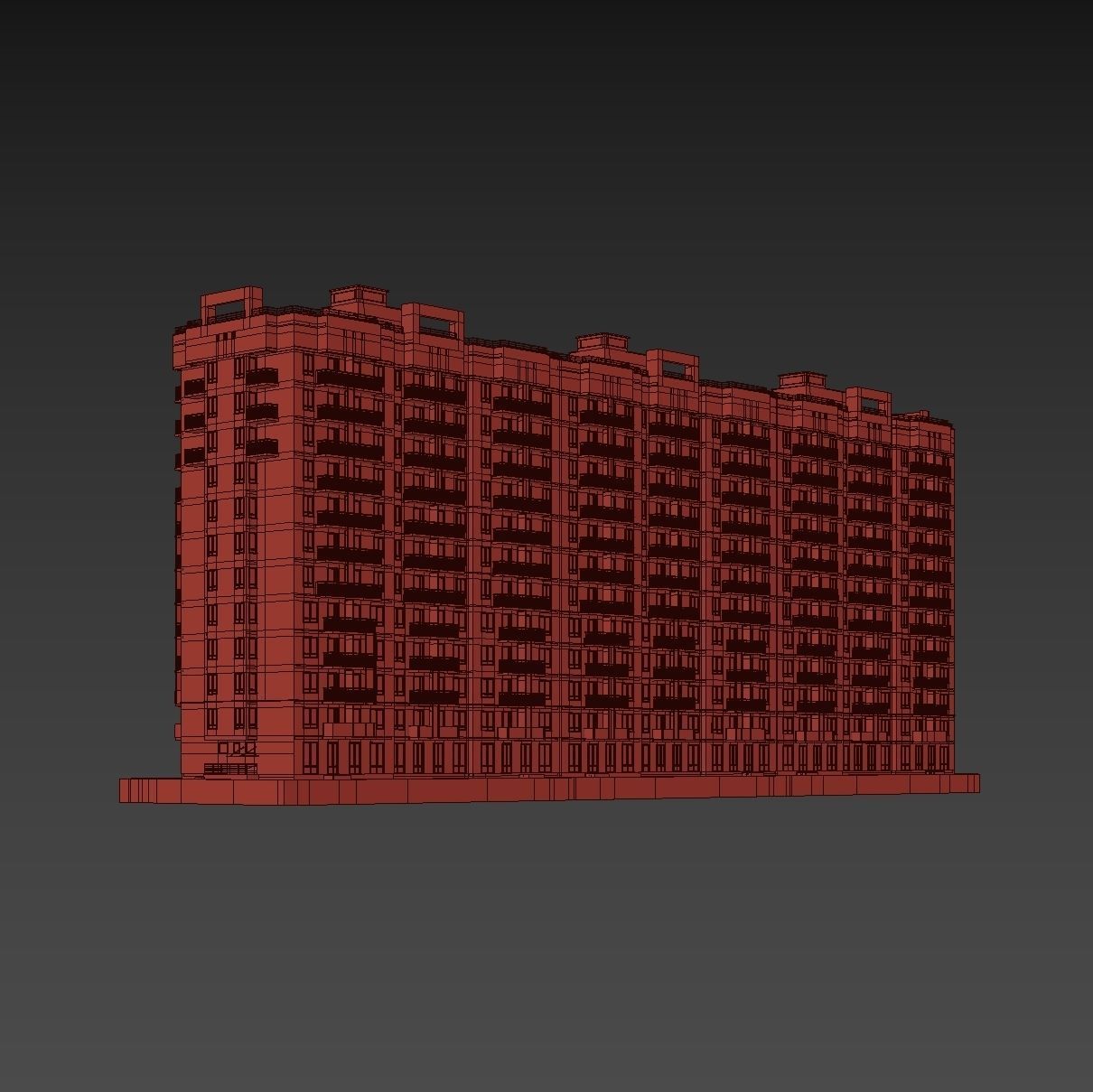 Set of multi-story apartment buildings 3D model_12