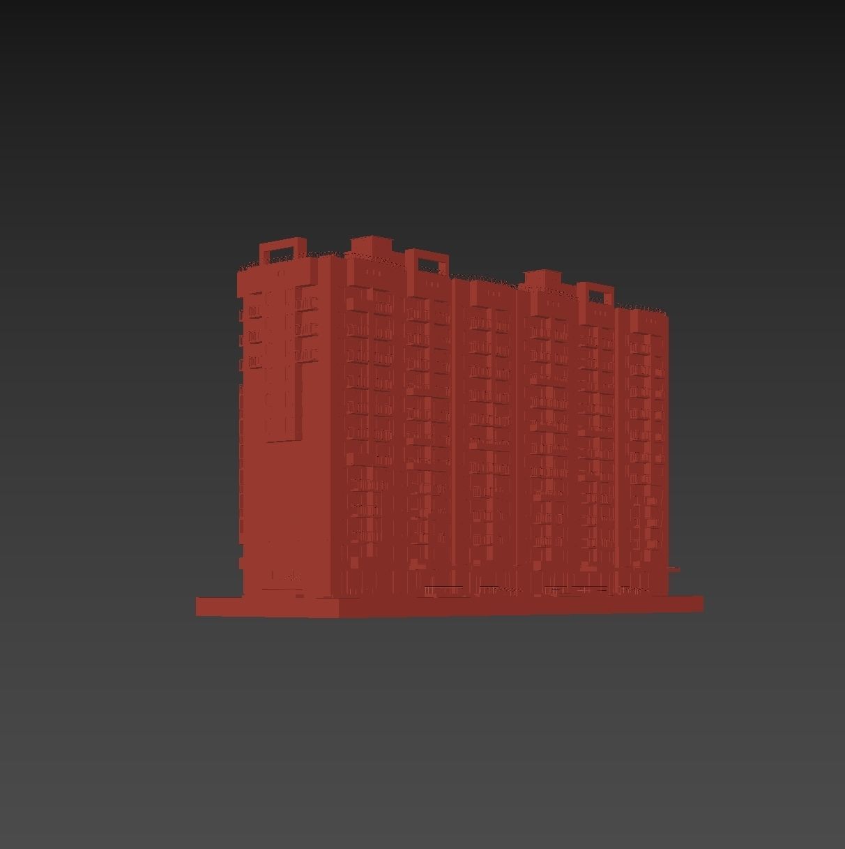 Set of multi-story apartment buildings 3D model_27