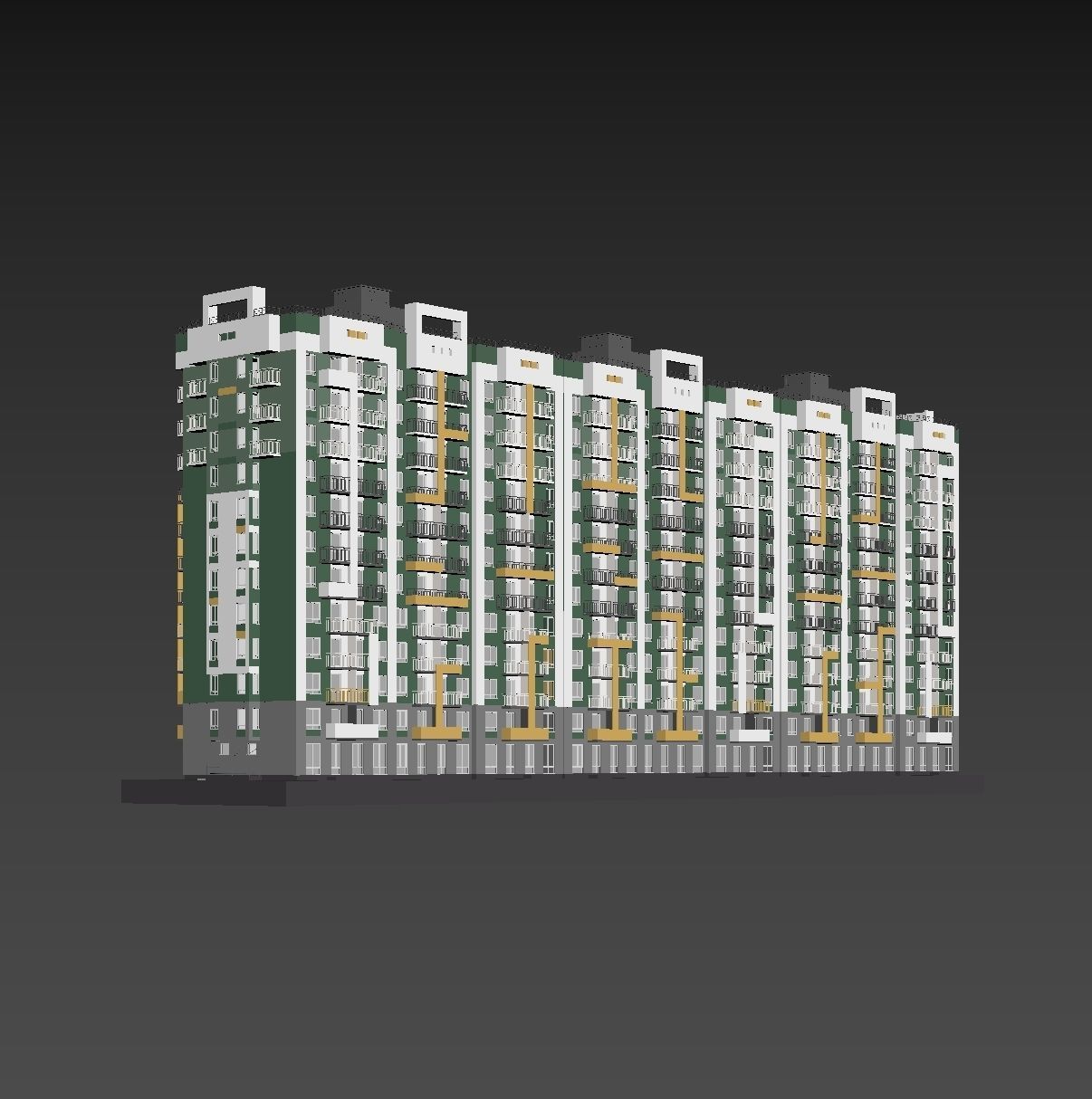 Set of multi-story apartment buildings 3D model_17