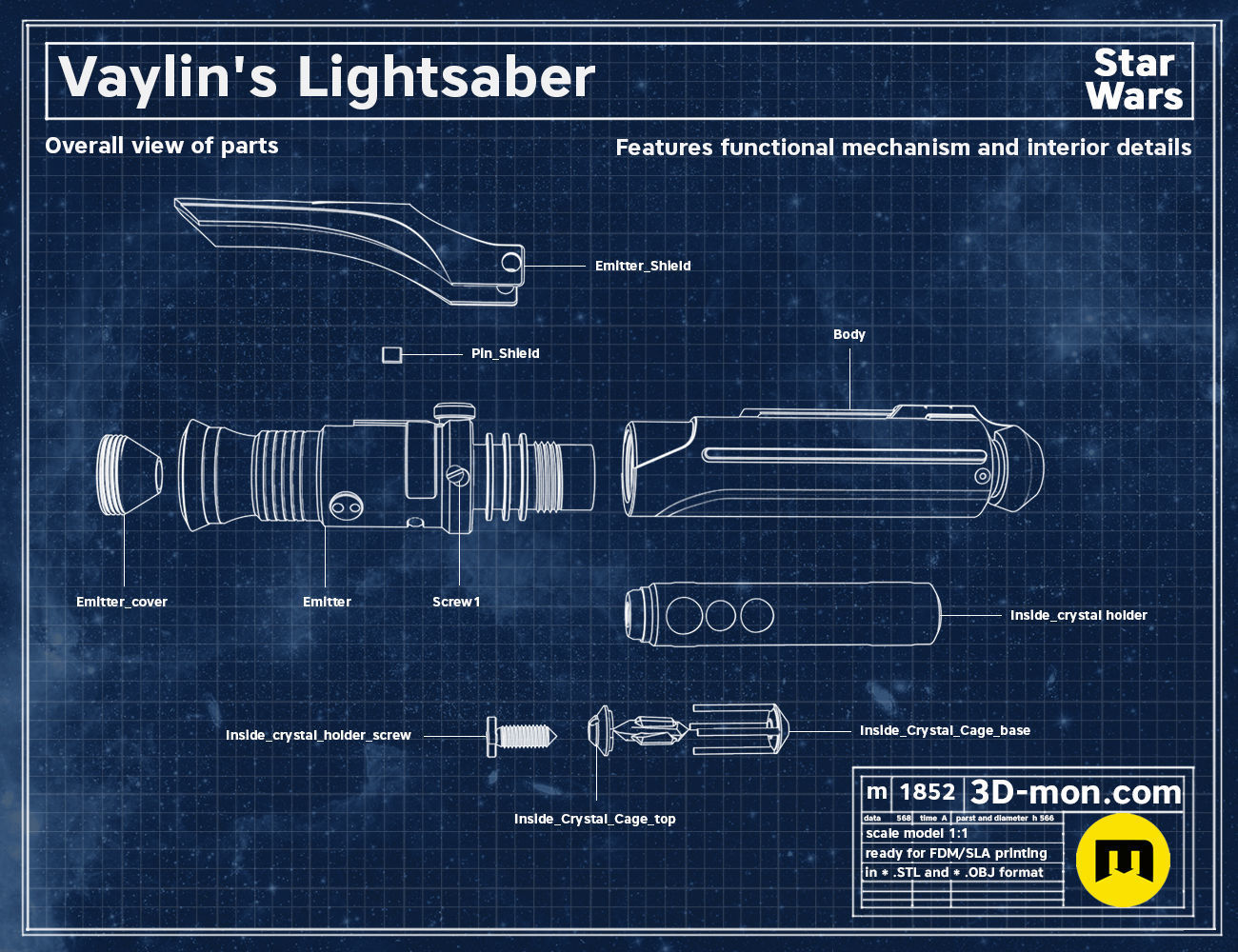 Vaylin lightsaber 3D print model_1