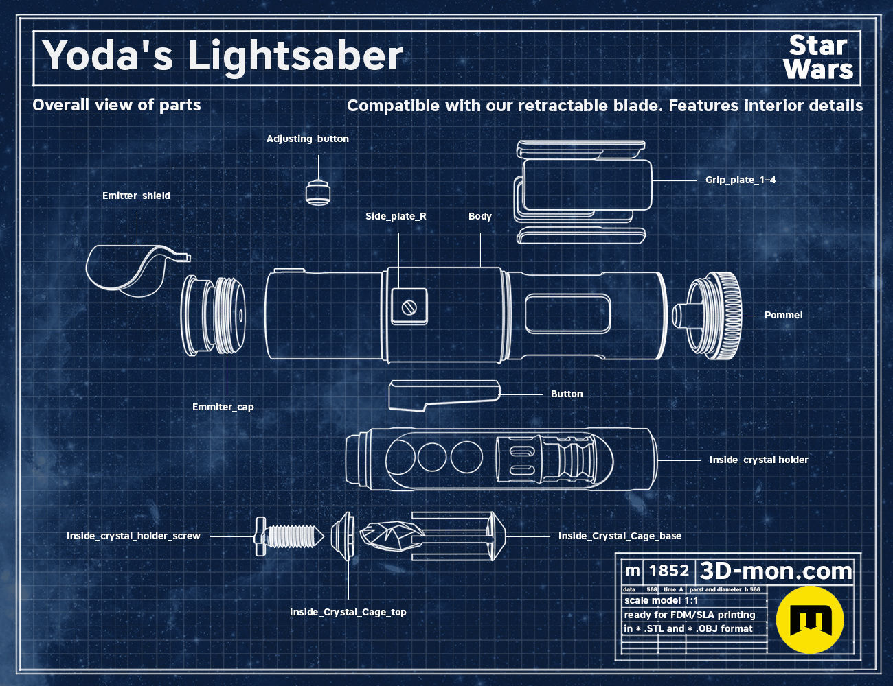 Yoda lightsaber 3D print model_2