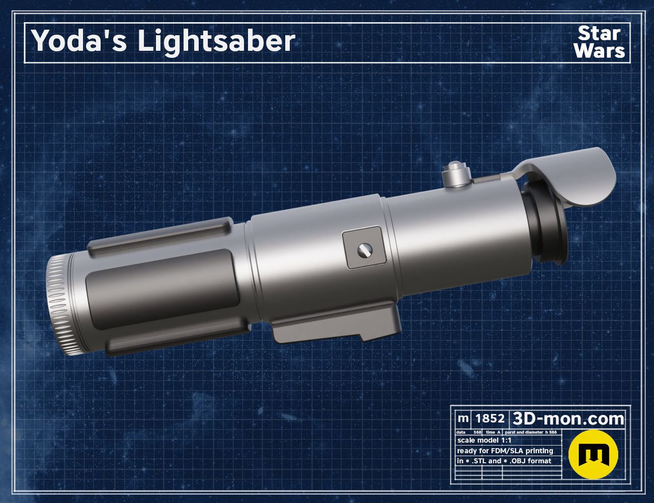 Yoda lightsaber 3D print model_1