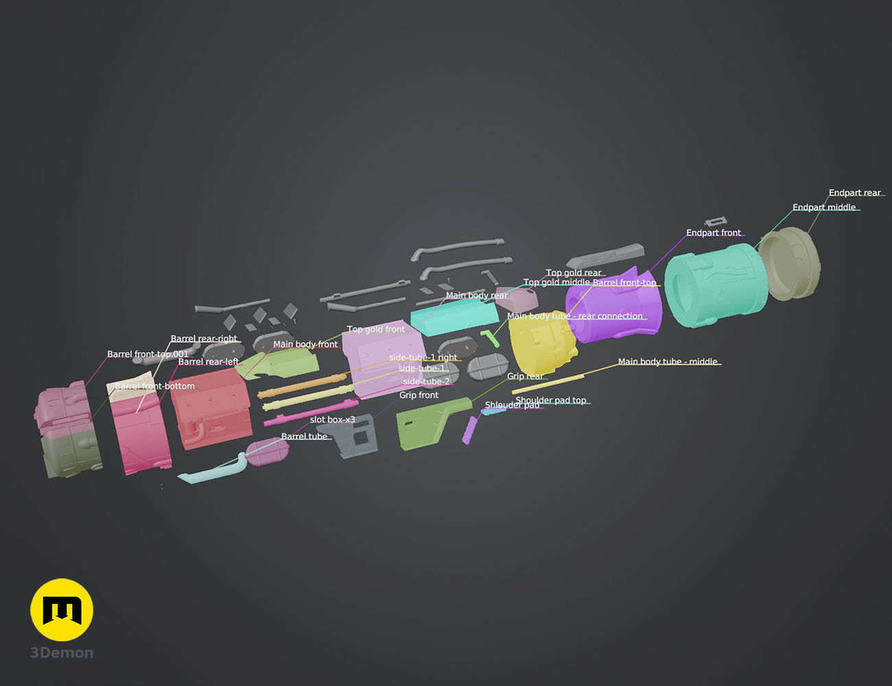 Tiny Tina Nukem rocket launcher from Borderlands 3D print model_2