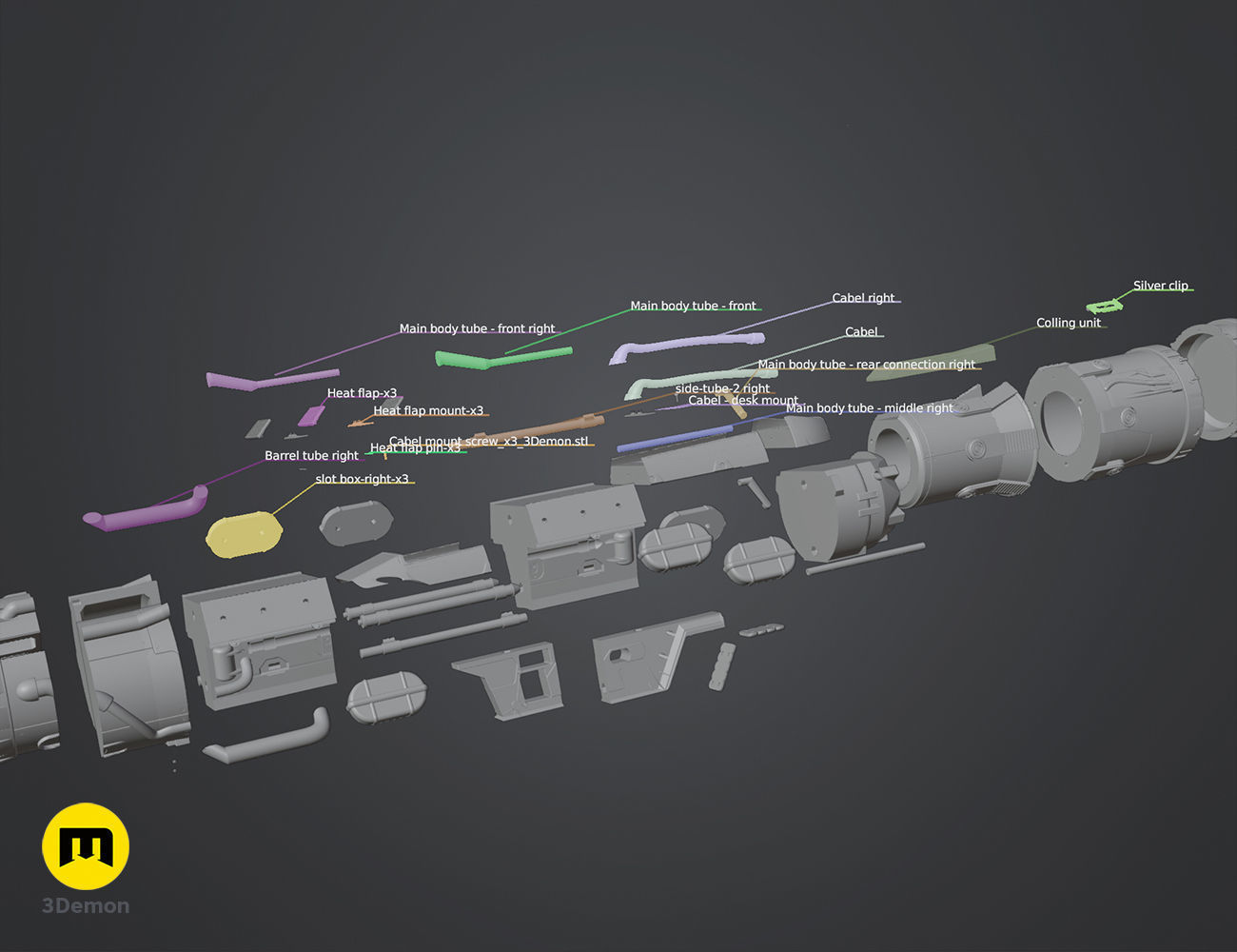 Tiny Tina Nukem rocket launcher from Borderlands 3D print model_3