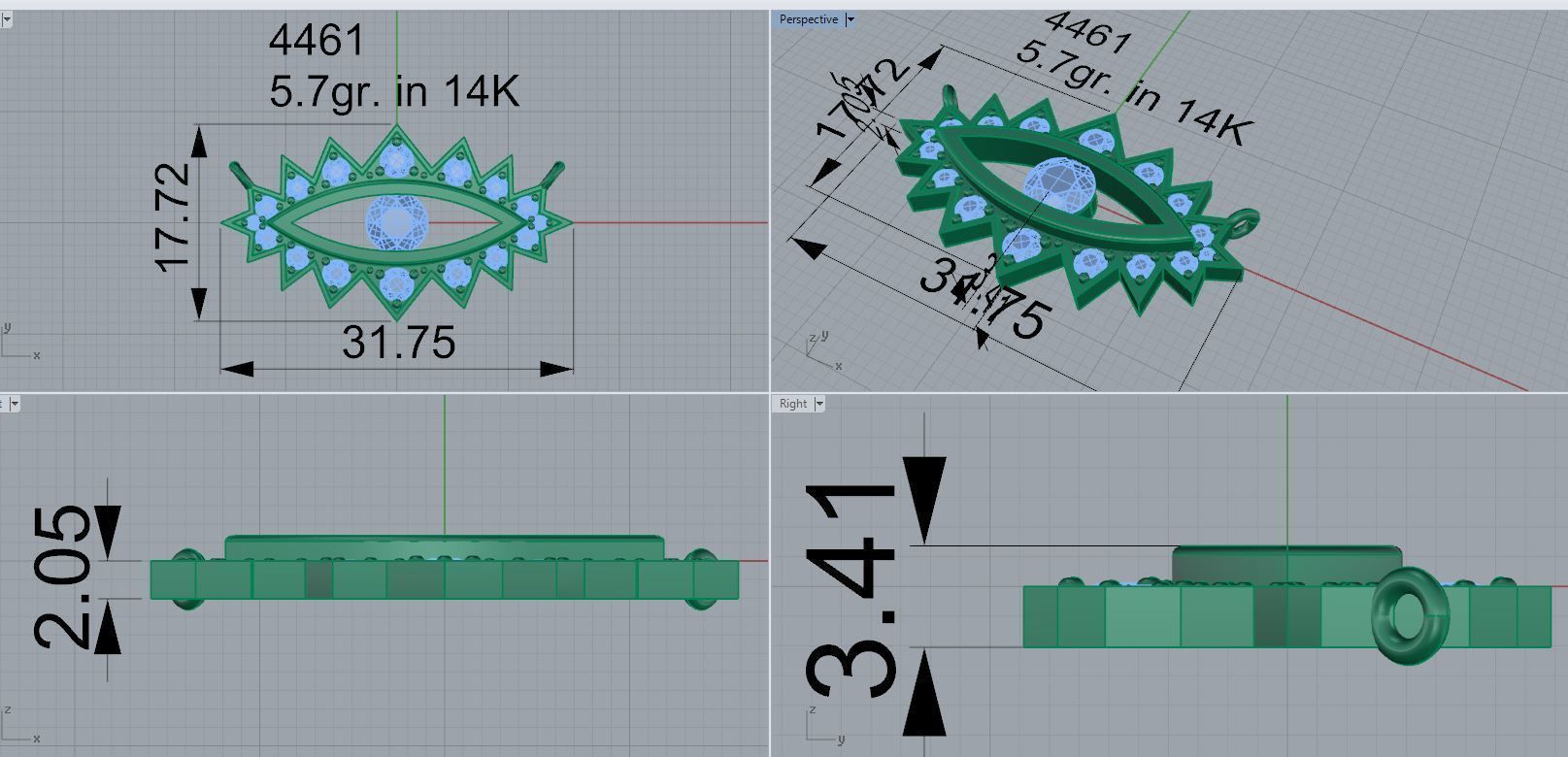 Eye Diamond Pendant 4461 3D print model_5