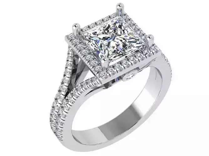 Square Halo Split Shank Ring 4467
