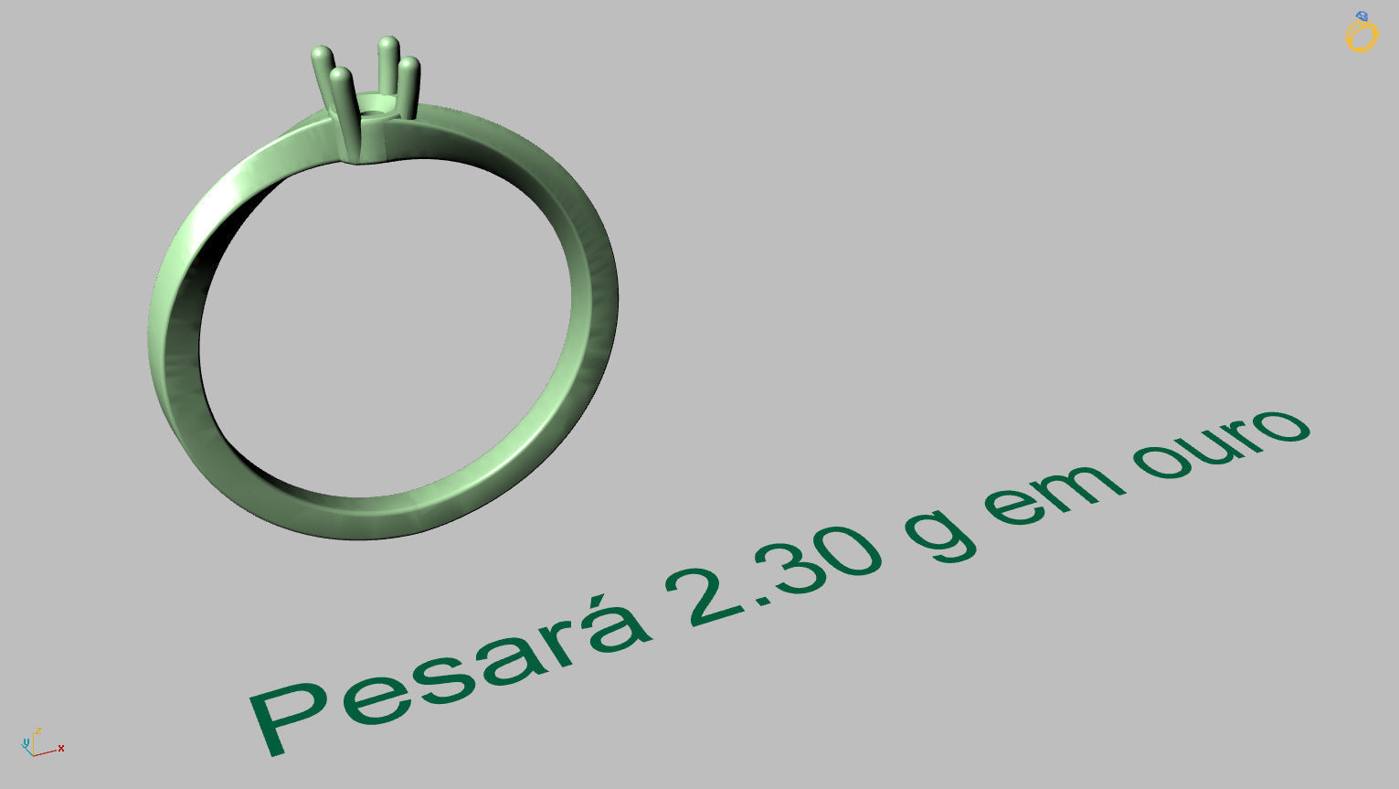 Solitaire Ring 3 40mm Gem 3D print model_17