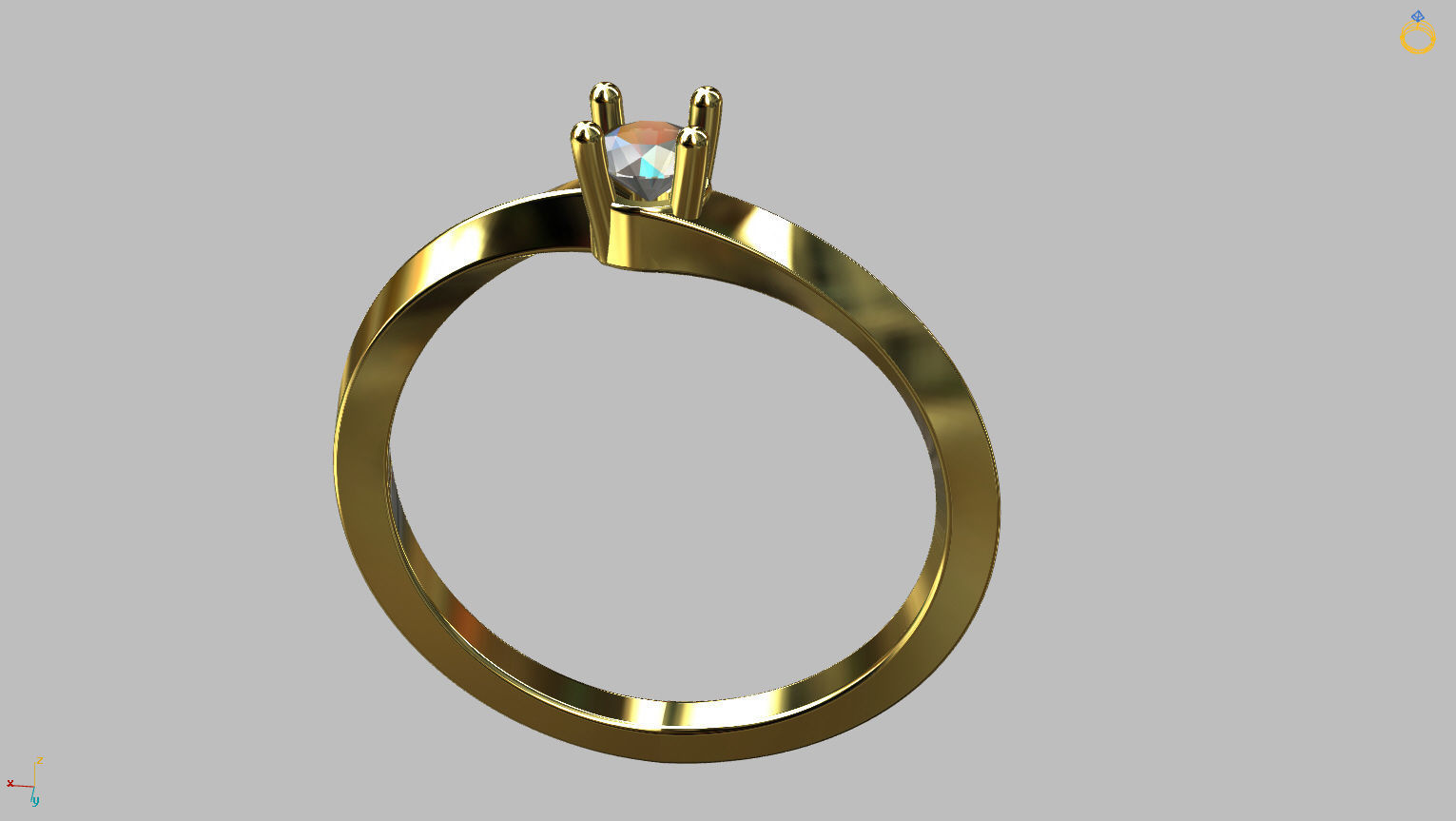 Solitaire Ring 3 40mm Gem 3D print model_6
