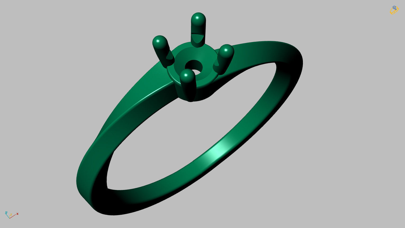 Solitaire Ring 3 40mm Gem 3D print model_10