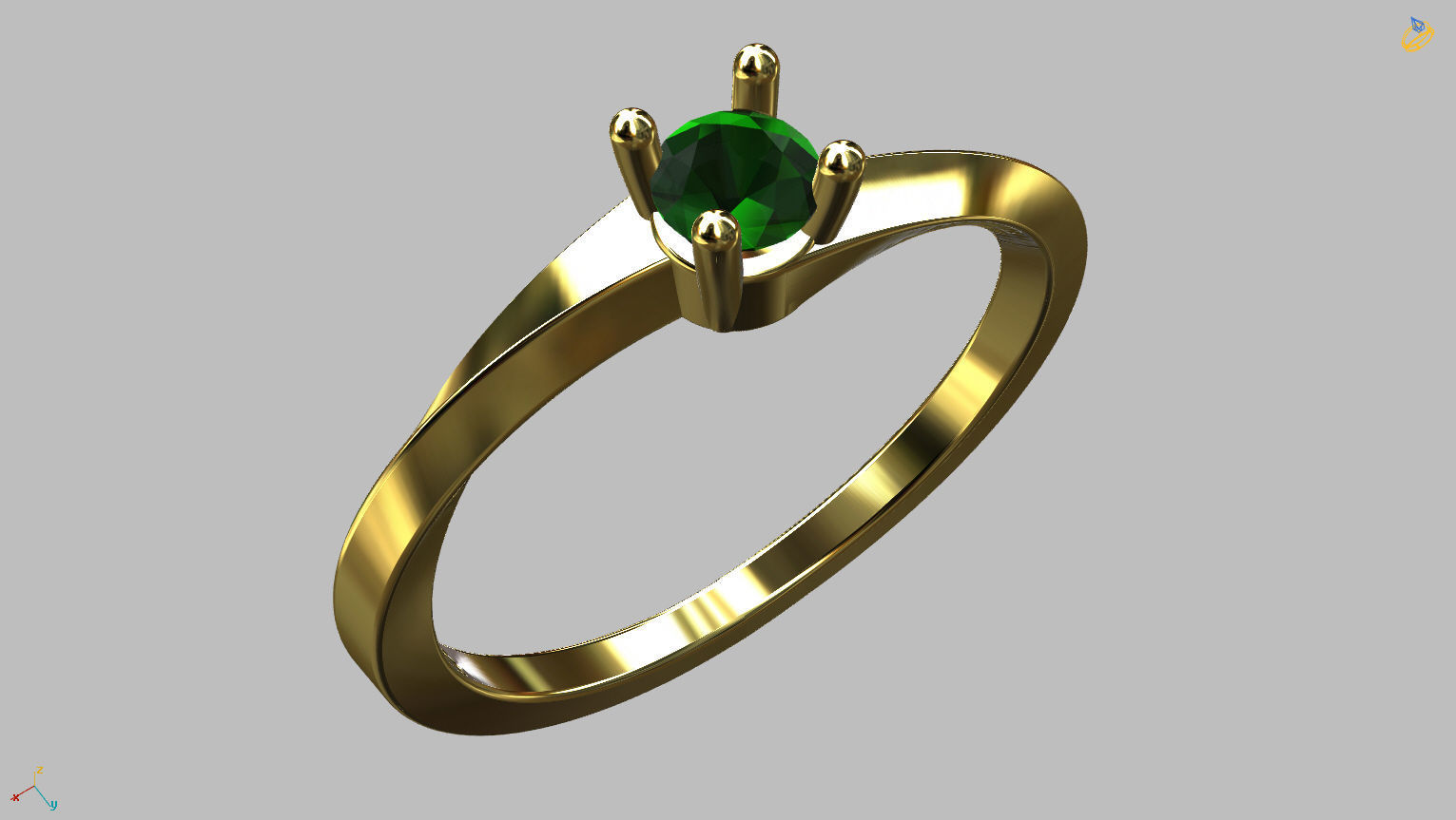 Solitaire Ring 3 40mm Gem 3D print model_8