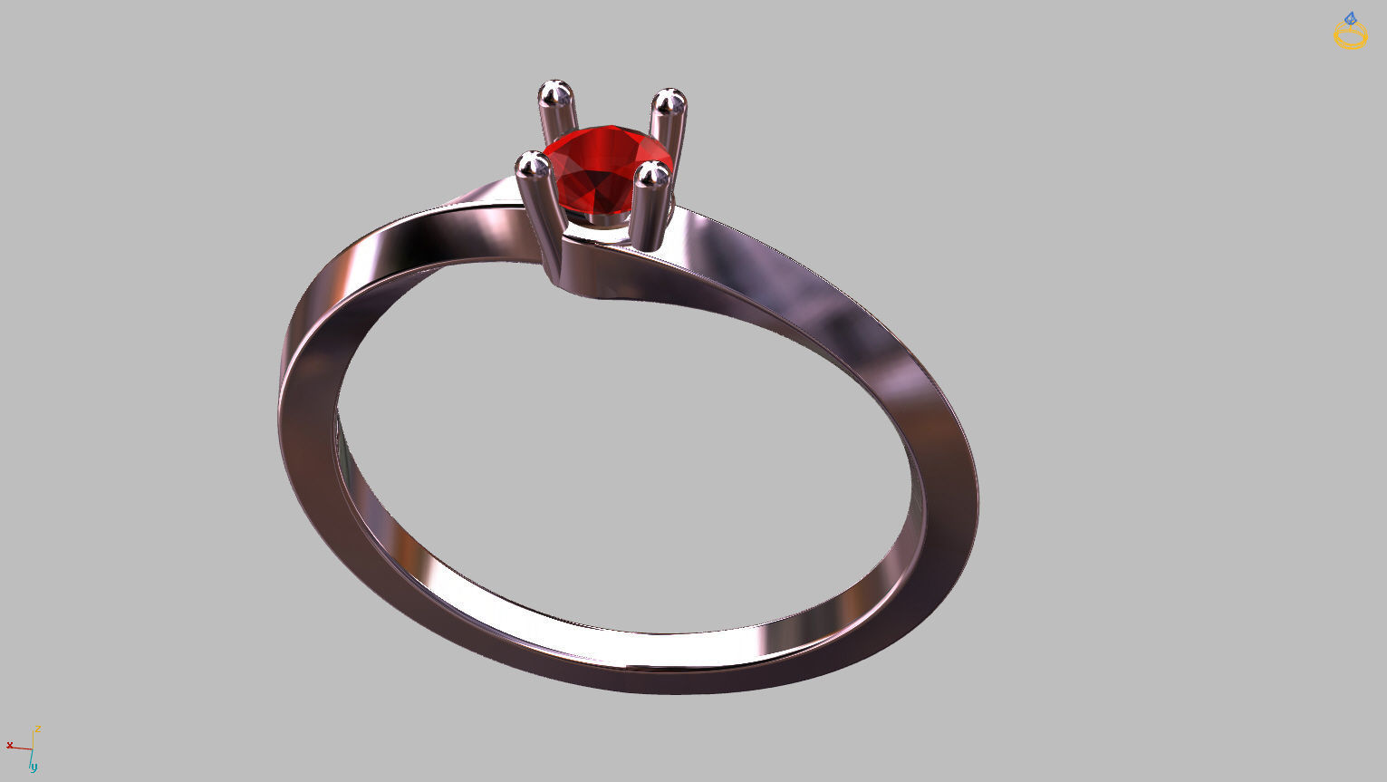 Solitaire Ring 3 40mm Gem 3D print model_4