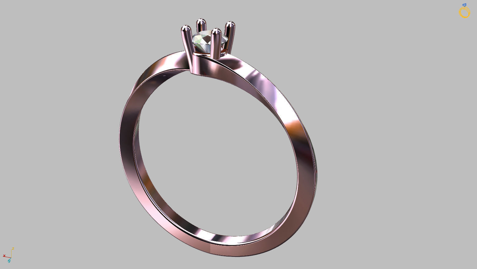 Solitaire Ring 3 40mm Gem 3D print model_3