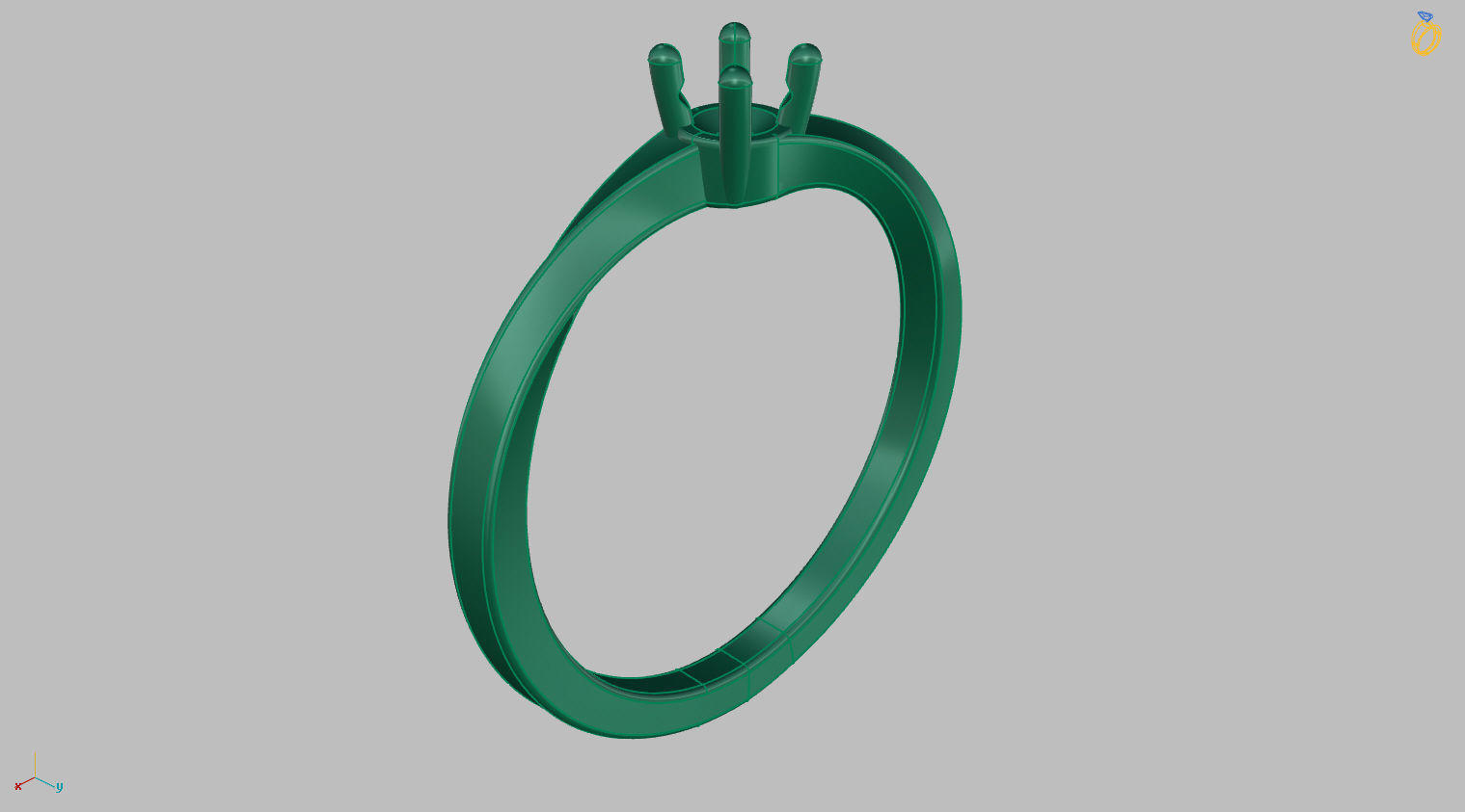 Solitaire Ring 3 40mm Gem 3D print model_13