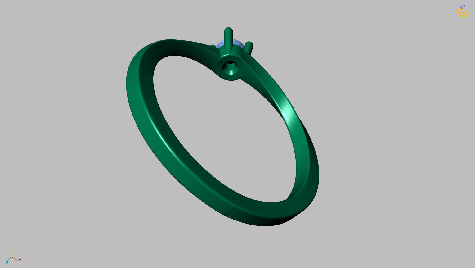 Solitaire Ring 3 40mm Gem 3D print model_9