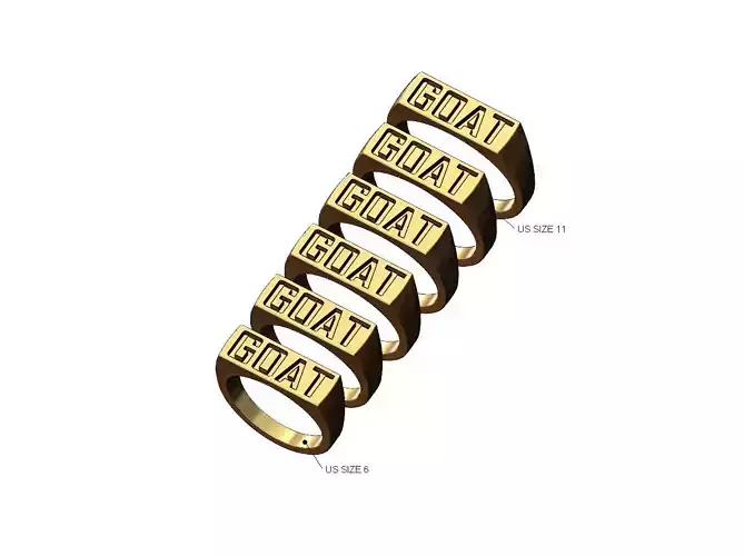 Rectangular Goat engraving flat top signet ring US sizes 6to11