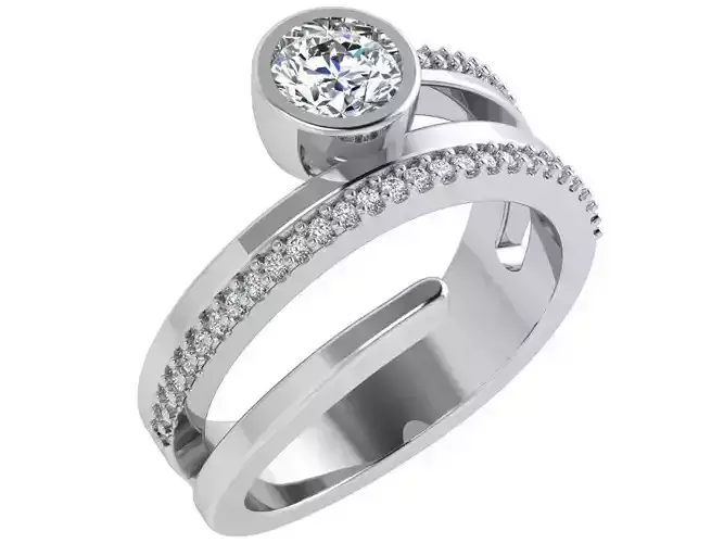 Round Bezel Spiral Diamond Ring 4493