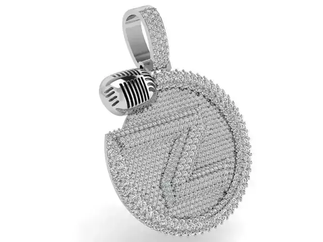 Z Letter Circle Pave Pendant 4497